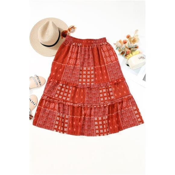 Printed Drawstring Midi Skirt - Picture 3 of 7